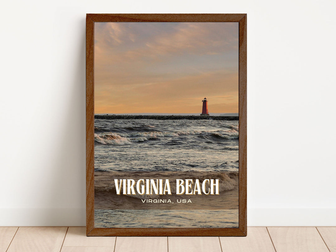 Virginia Beach Retro Wall Art, Virginia, USA