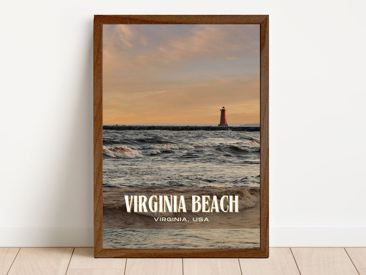 Virginia Beach Retro Wall Art, Virginia, USA