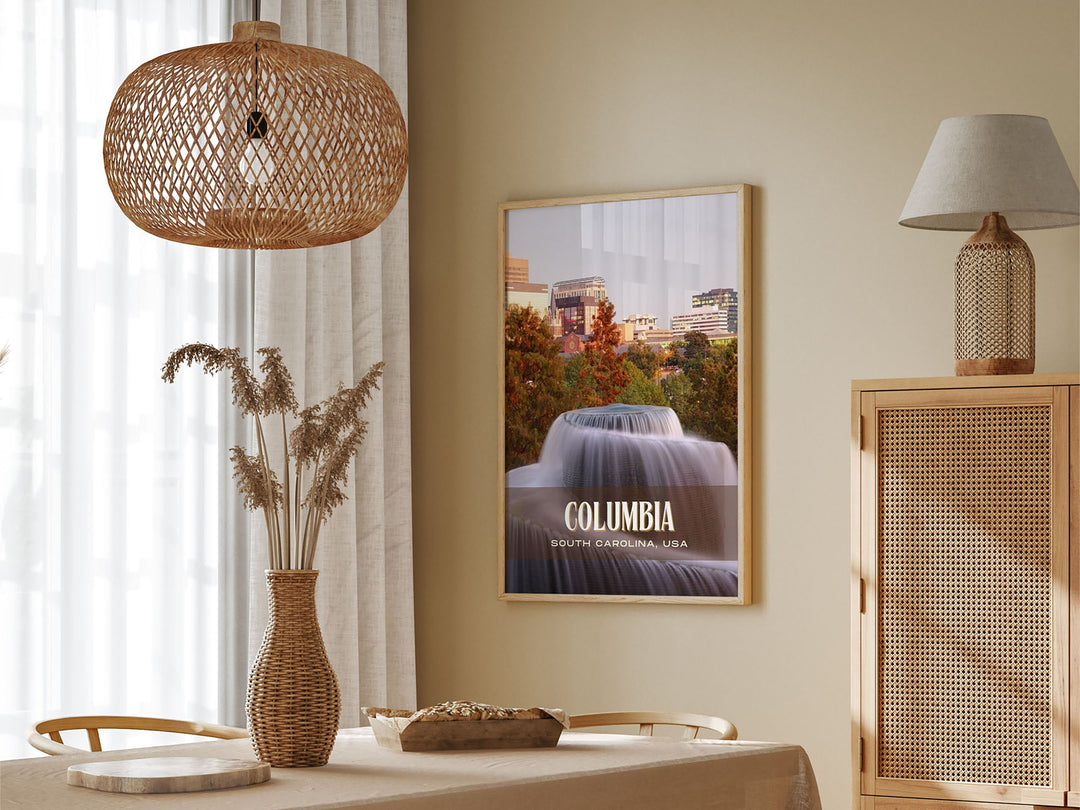 Columbia Retro Wall Art, South Carolina, USA