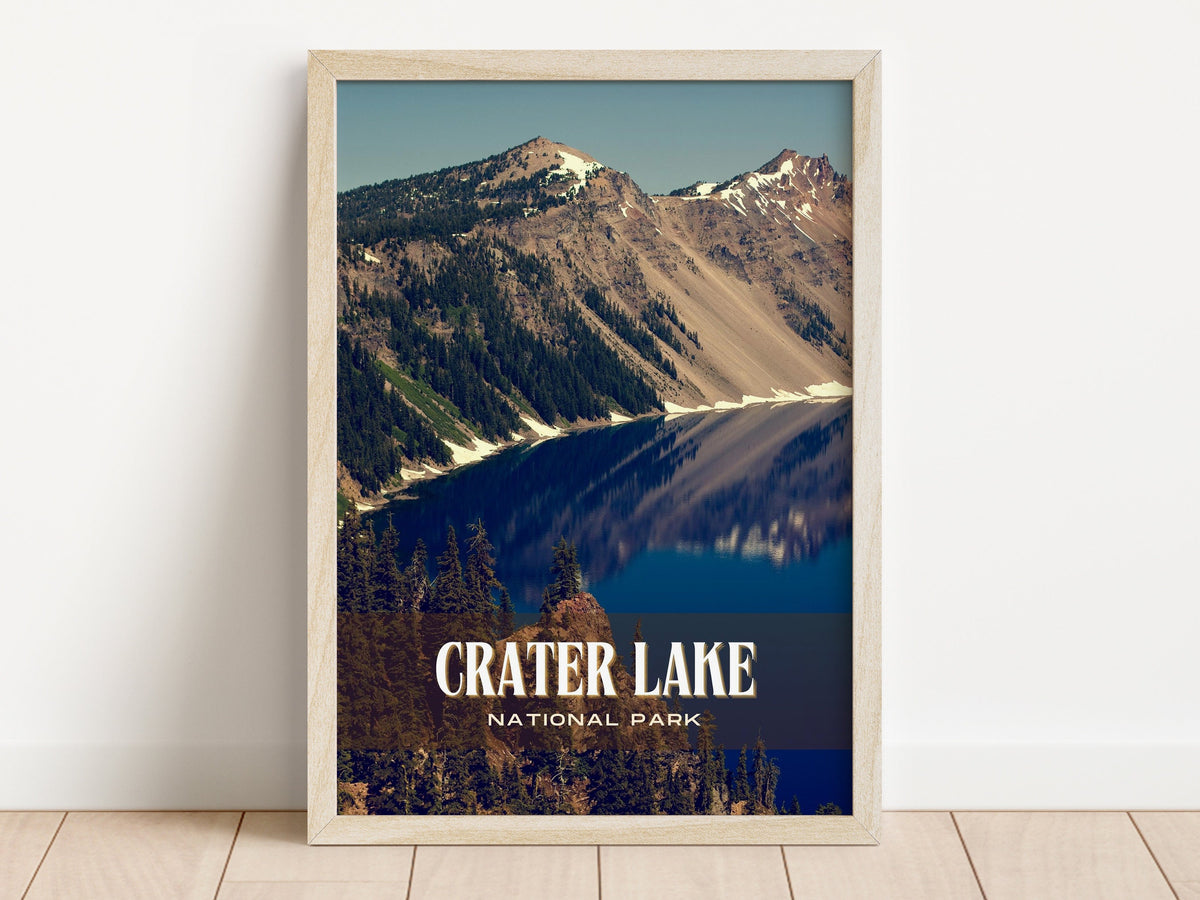 Rim Drive, scenic drive, travel poster print, Crater Lake art, Garfield Peak, hiking adventure, Crater Lake wall art, city color palette, Boat tour, Cleetwood Cove, Crater Lake photo, Wizard Island, volcanic wonders