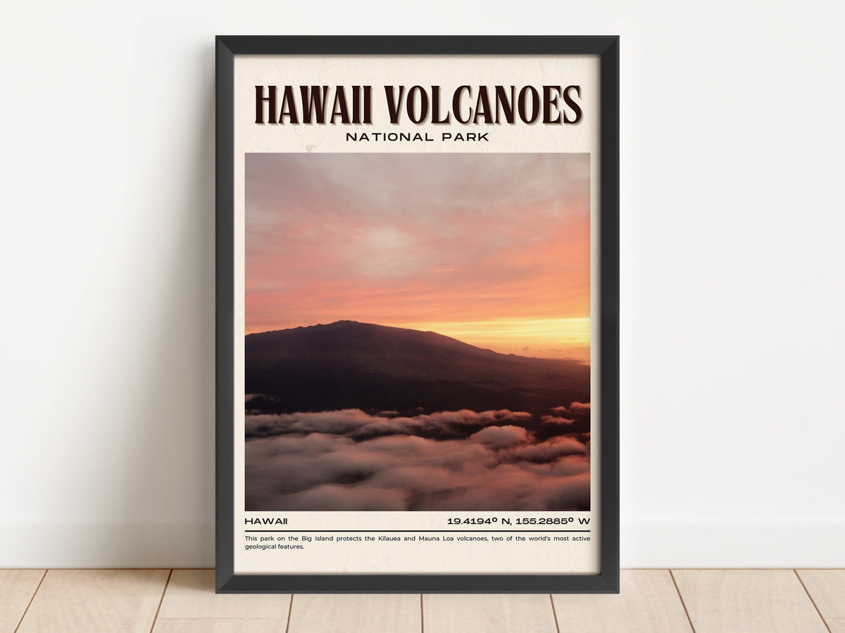 Hawaii Volcanoes Vintage Wall Art, HAwaii ,USA