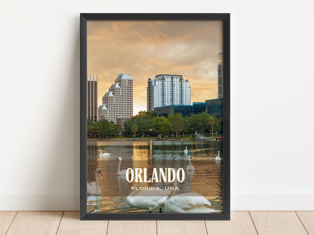 Orlando Retro Wall Art print in a warm mid-century travel poster style