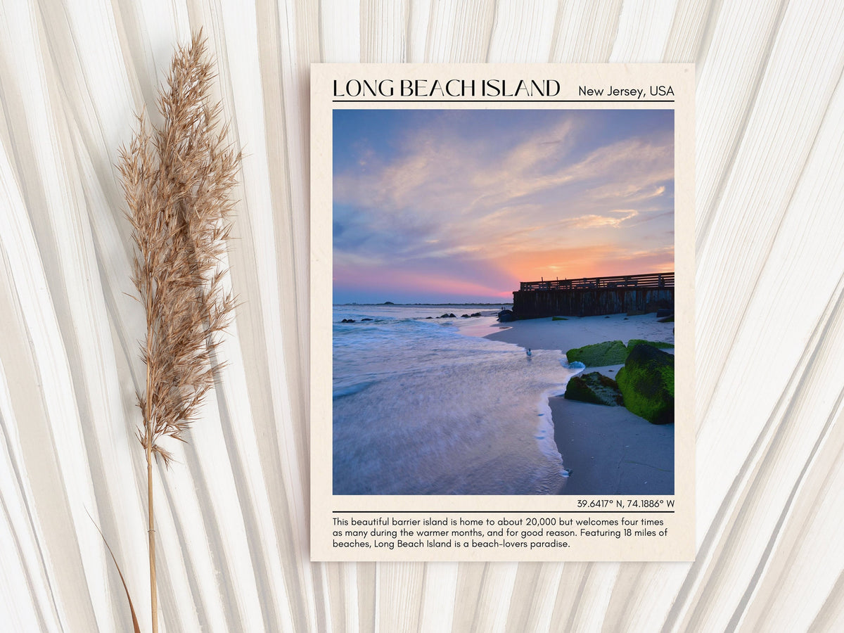 Long Beach travel, New Jersey poster, Long Beach wall art, Long Beach painting, Long Beach photo, city art print, Long Beach map, Long Beach artwork, travel poster print, city colour palette.