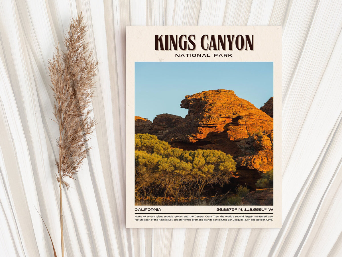 Mist Falls Trail, Kings River, hiking adventure, travel poster print, Kings Canyon art, Grizzly Falls, Kings Canyon Scenic Byway, waterfall, Kings Canyon wall art, city color palette, Zumwalt Meadow