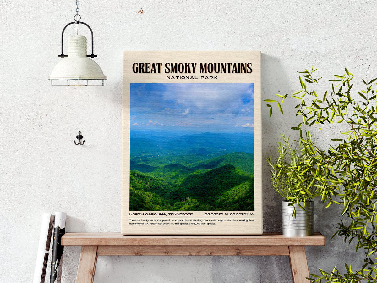 Great Smoky Mountains Vintage Wall Art, North Carolina, USA