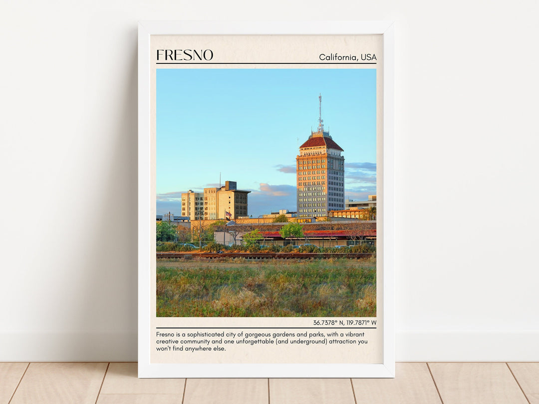 Fresno Minimal Wall Art, Fresno Canvas, Fresno Framed Poster, Fresno Photo, Fresno Poster Print, Fresno Wall Decor, USA Poster