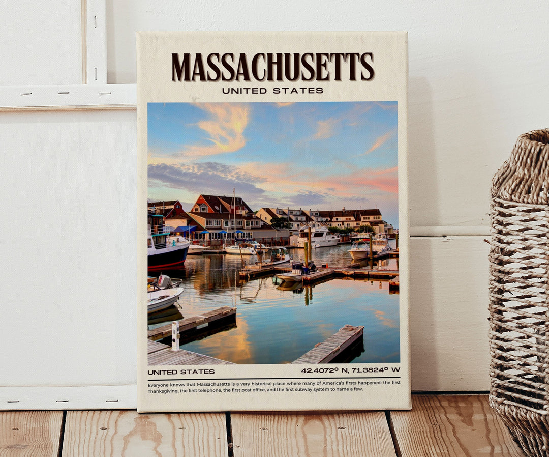 Massachusetts Vintage Wall Art, USA