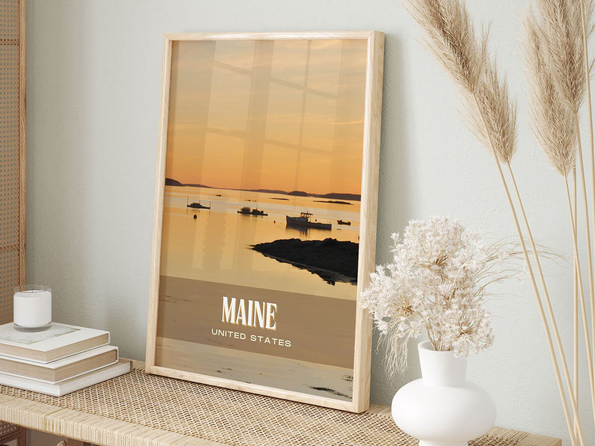 Maine Retro Wall Art, USA