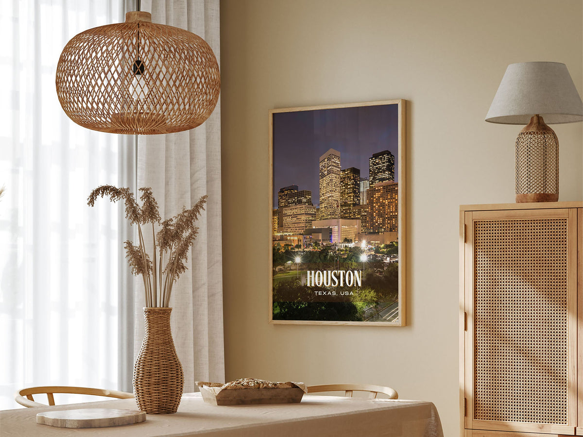 Houston Retro Wall Art, Texas, USA