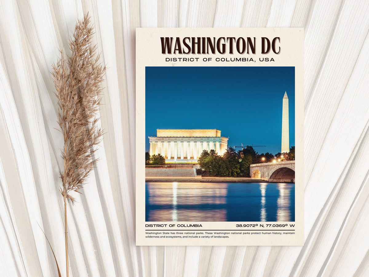 Washington DC Vintage Wall Art, District of Columbia, USA
