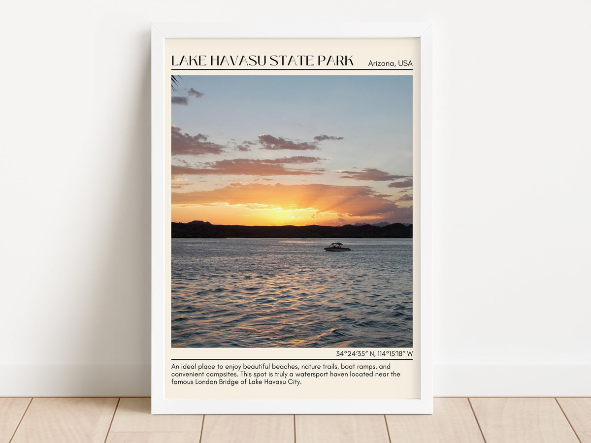 Hiking, nature trails, Lake Havasu State Park wall art, travel poster print, Lake Havasu recreation, Lake Havasu State Park poster, city color palette, Lake Havasu State Park photo, city art print