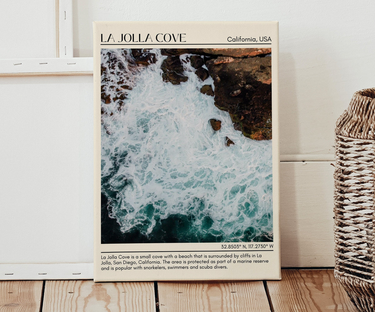 La Jolla Cove Beach, California, USA, Travel Poster Print, City Art Print, city colour palette, La Jolla Cove Beach art, La Jolla Cove Beach map, La Jolla Cove Beach painting, California poster, La Jolla Cove Beach wall art, La Jolla Cove Beach photo