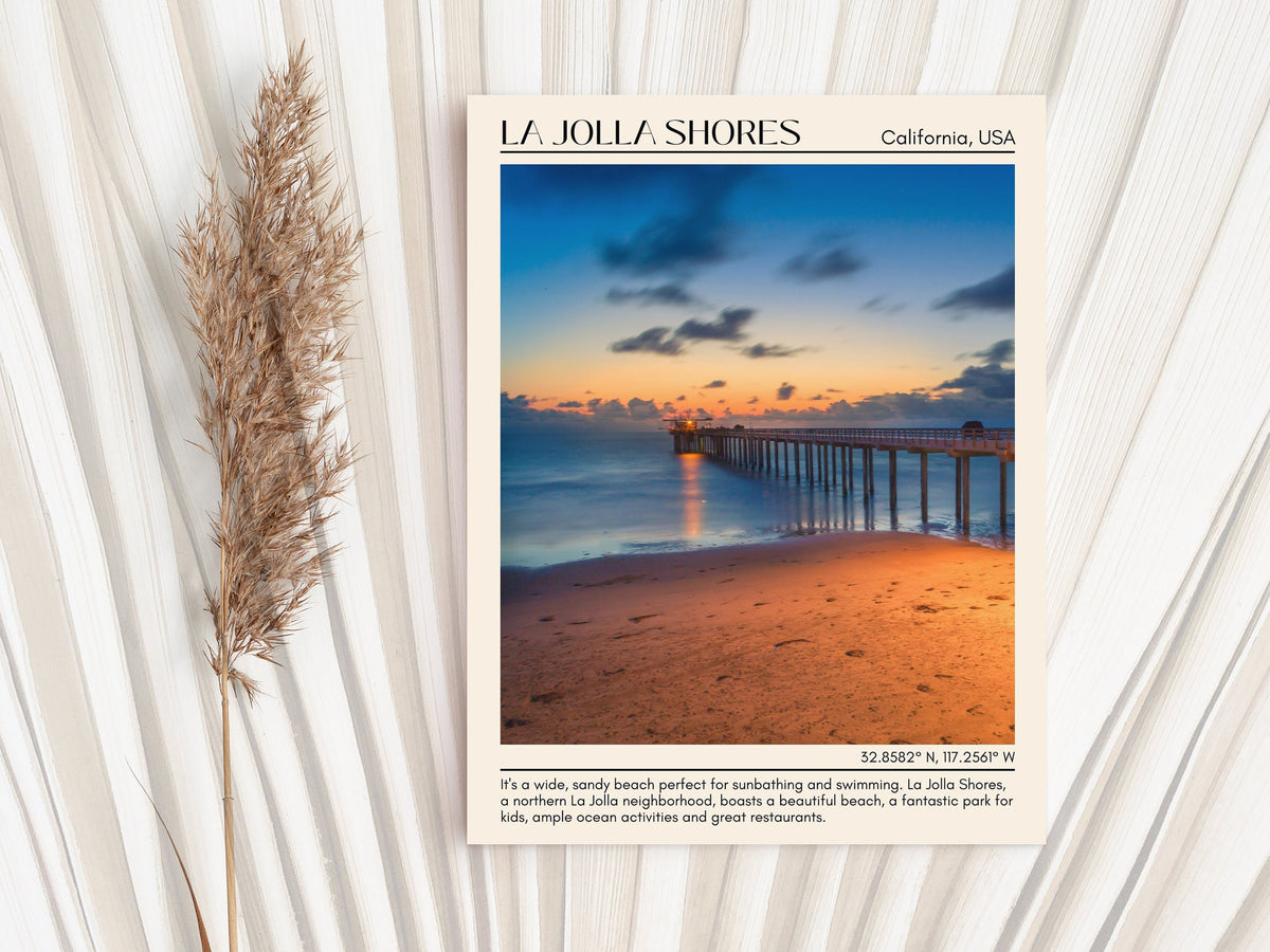 La Jolla Beach, California, USA, Travel Poster Print, City Art Print, city colour palette, La Jolla Beach art, La Jolla Beach map, La Jolla Beach painting, California poster, La Jolla Beach wall art, La Jolla Beach photo