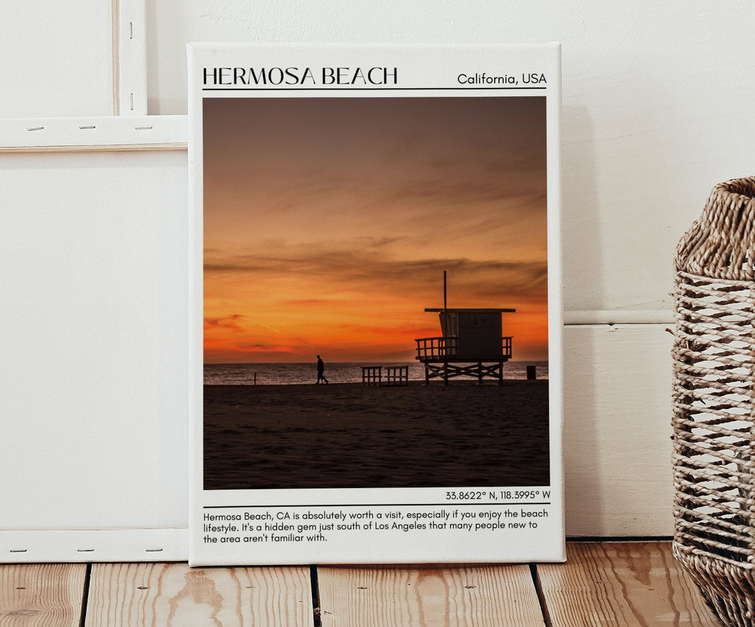 Hermosa Beach, California, Travel, Relaxation, Water Sports, The Strand, City Art Prints, Joyie.co, Coastal Beauty, Beach Art, Wall Decor, California Poster, Adventure, Scenic Views, Local Cuisine