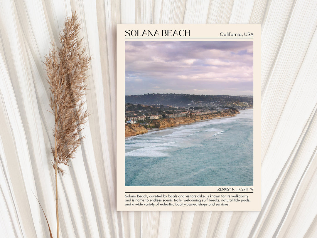 Solana Beach, California, USA, Travel Poster Print, City Art Print, city colour palette, Solana Beach art, Solana Beach map, Solana Beach painting, California poster, Solana Beach wall art, Solana Beach photo, Solana Beach artwork