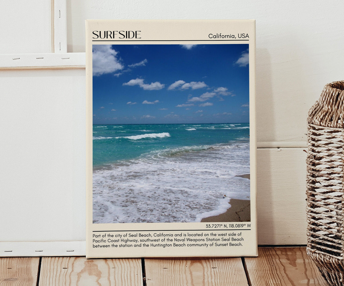 Surfside Beach, California, USA, Travel Poster Print, City Art Print, city colour palette, Surfside Beach art, Surfside Beach map, Surfside Beach painting, California poster, Surfside Beach wall art, Surfside Beach photo, Surfside Beach artwork