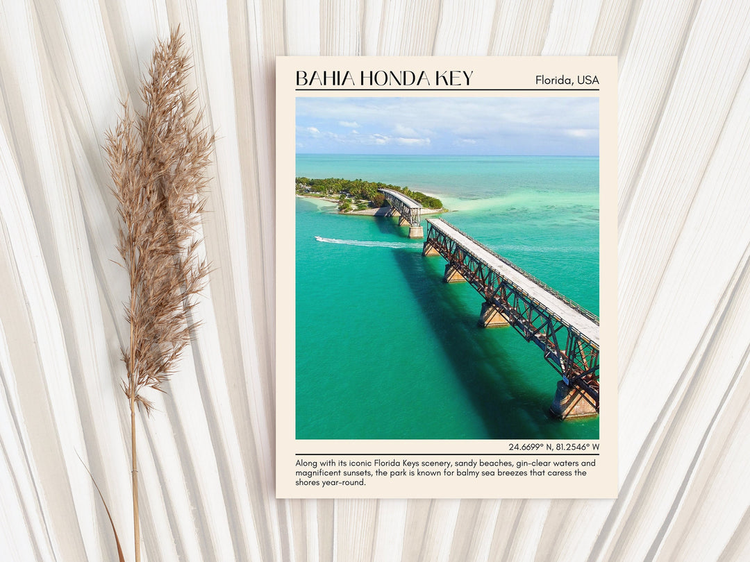 Bahia Honda Key, Florida, USA, Travel Poster Print, City Art Print, city colour palette, Bahia Honda Key art, Bahia Honda Key map, Bahia Honda Key painting, Florida poster, Bahia Honda Key wall art, Bahia Honda Key photo