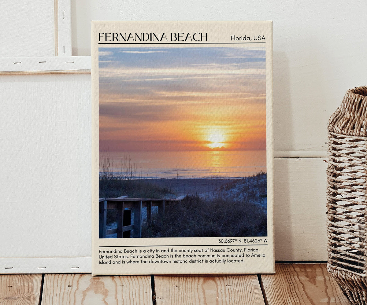 Fernandina Beach, Florida, USA, travel poster print, city art print, city colour palette, coastal charm, historic district, Fort Clinch State Park, lighthouse, maritime culture, Joyie.co.