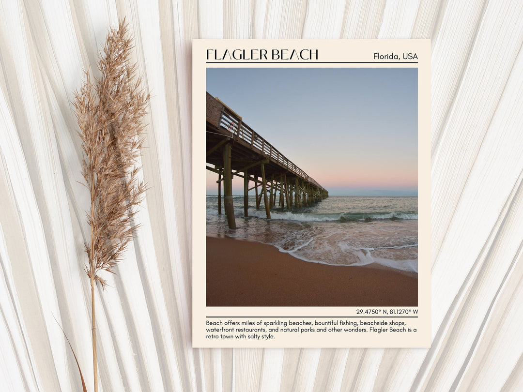 Flagler Beach, Florida, USA, Travel Poster Print, City Art Print, City Colour Palette, Flagler Beach Art, Flagler Beach Map, Flagler Beach Painting, Florida Poster, Flagler Beach Wall Art, Coastal Decor
