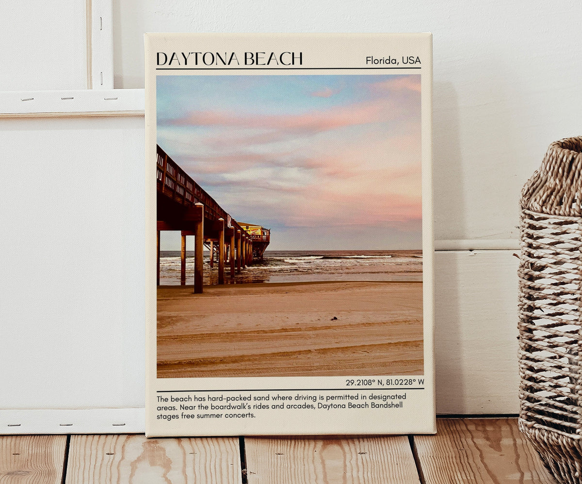 Daytona Beach, Florida, USA, travel poster print, city art print, city colour palette, Daytona Beach art, Florida poster, wall decor, coastal charm, adventure, Joyie.co.