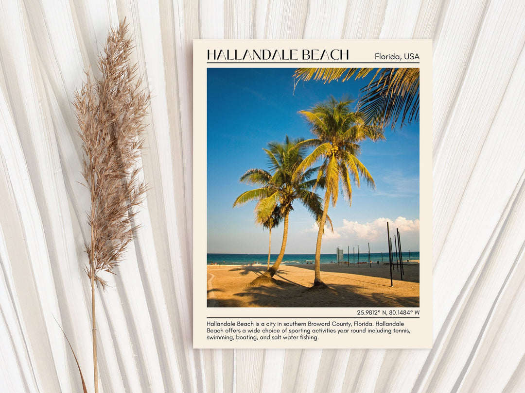 Hallandale Beach, Florida, USA, Travel Poster Print, City Art Print, City Colour Palette, Hallandale Beach Art, Hallandale Beach Map, Hallandale Beach Painting, Florida Poster, Hallandale Beach Wall Art, Coastal Decor