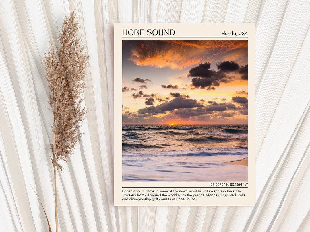 Hobe Sound Beach, Florida, USA, Travel Poster Print, City Art Print, City Colour Palette, Hobe Sound Beach Art, Hobe Sound Beach Map, Hobe Sound Beach Painting, Florida Poster, Hobe Sound Beach Wall Art, Coastal Decor