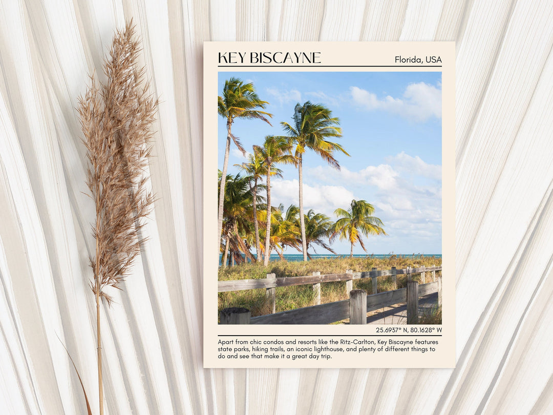 Key Biscayne travel, Key Biscayne wall art, Key Biscayne poster, Florida poster, Key Biscayne artwork, Key Biscayne map, city art print, Key Biscayne painting, Key Biscayne photo, travel poster print