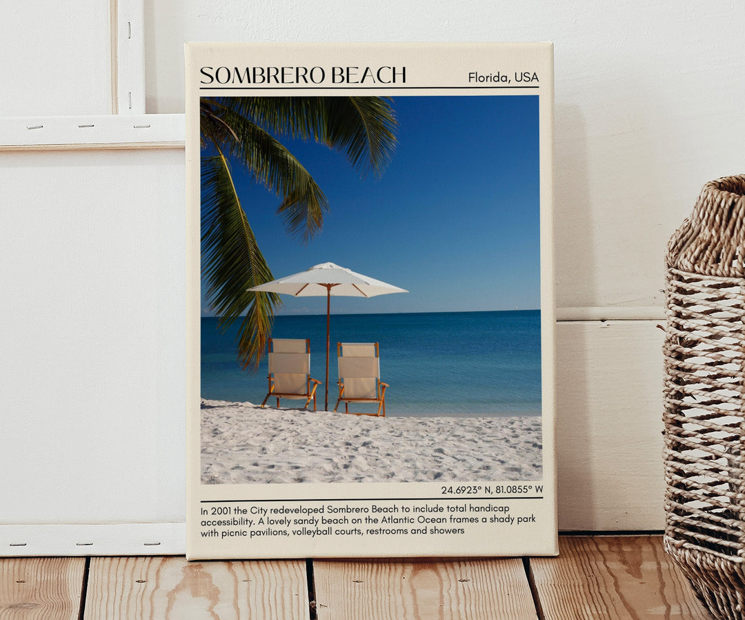 Sombrero Beach travel, Florida poster, Sombrero Beach art, city art print, Sombrero Beach wall decor, Sombrero Beach photo, Sombrero Beach painting, Sombrero Beach wall art, Sombrero Beach map, travel poster print.