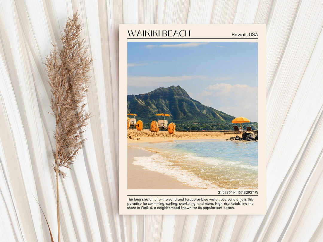 Waikiki Beach activities, travel poster print, city art print, Waikiki Beach art, Waikiki Beach map, Waikiki Beach painting, Hawaii poster, Waikiki Beach wall art, Waikiki Beach photo, Waikiki Beach wall decor.