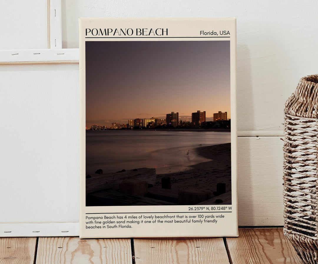 Pompano Beach travel, Florida poster, Pompano Beach art, city art print, Pompano Beach wall decor, Pompano Beach photo, Pompano Beach painting, Pompano Beach wall art, Pompano Beach map, travel poster print.