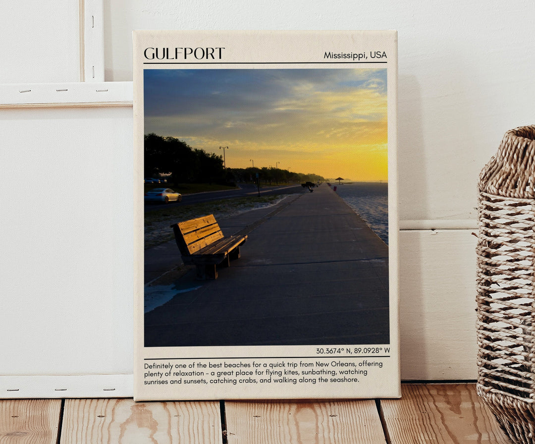 Gulfport travel, Mississippi poster, Gulfport wall art, Gulfport painting, Gulfport photo, city art print, Gulfport map, Gulfport artwork, travel poster print, city color palette.