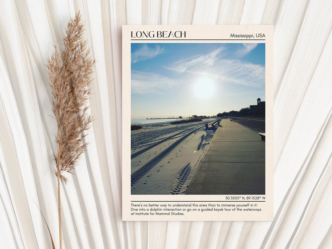 Long Beach travel, Mississippi poster, Long Beach wall art, Long Beach painting, Long Beach photo, city art print, Long Beach map, Long Beach artwork, travel poster print, city color palette.