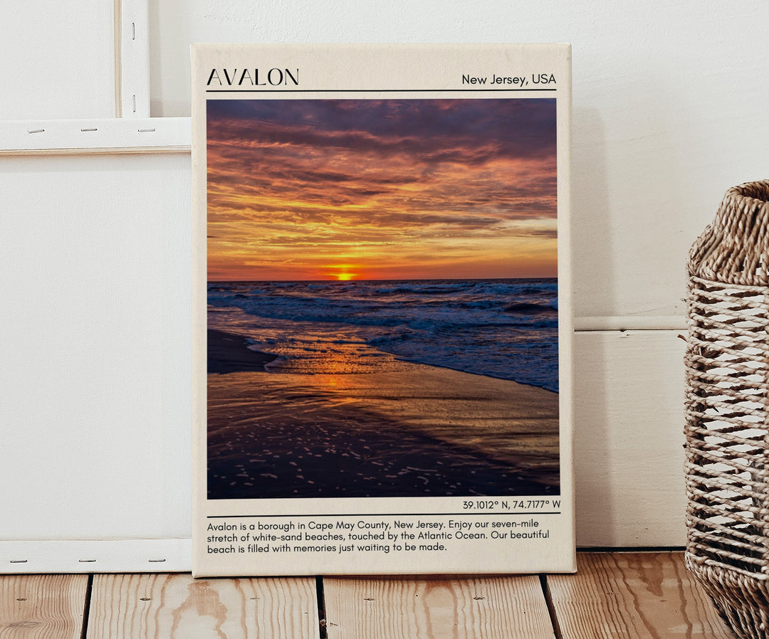 Avalon travel, New Jersey poster, Avalon wall art, Avalon painting, Avalon photo, city art print, Avalon map, Avalon artwork, travel poster print, city colour palette.