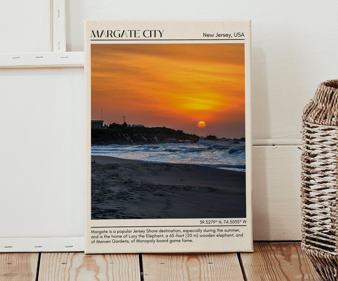 Margate City travel, New Jersey poster, Margate City wall art, Margate City painting, Margate City photo, city art print, Margate City map, Margate City artwork, travel poster print, city colour palette.