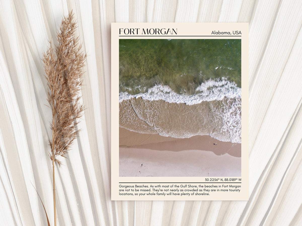 Fort Morgan Historic Site, Civil War history, travel poster print, Fort Morgan Beach, waterfront relaxation, Fort Morgan photo, city art print, Bon Secour National Wildlife Refuge, birdwatching, Fort Morgan poster