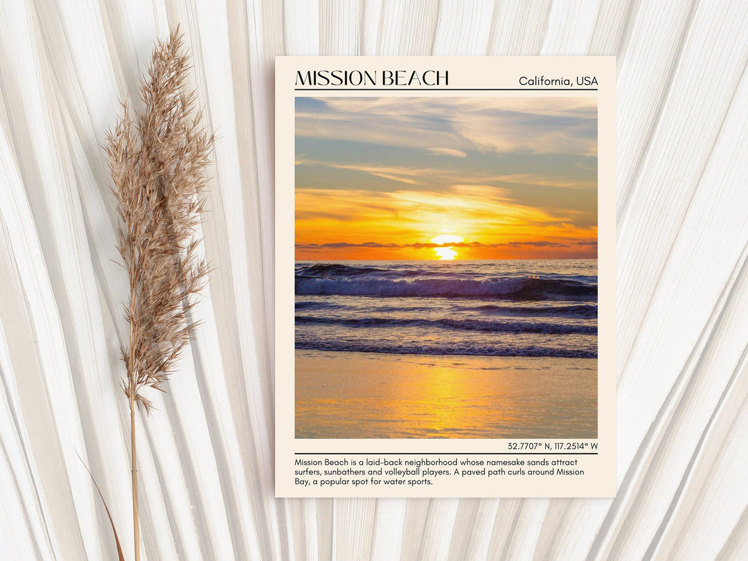 Mission Beach, California, USA, Travel Poster Print, City Art Print, city colour palette, Mission Beach art, Mission Beach map, Mission Beach painting, California poster, Mission Beach wall art, Mission Beach photo, Mission Beach artwork