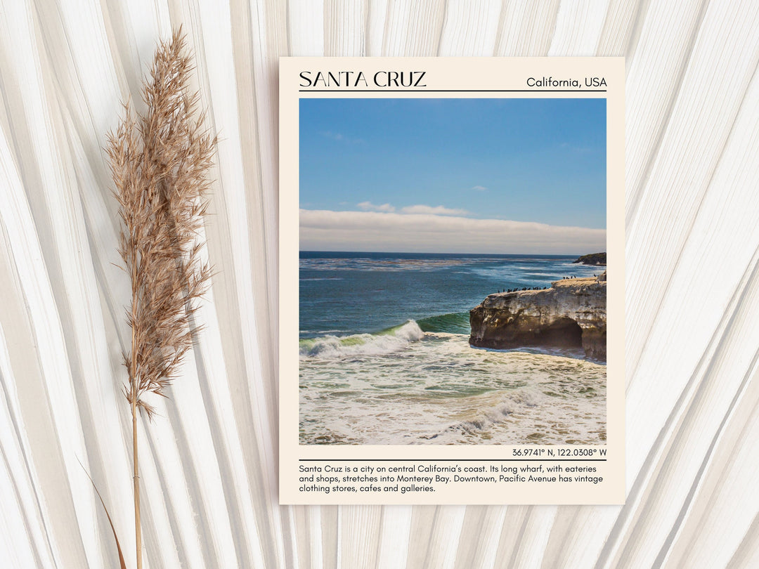 Santa Cruz Beach, California, USA, Travel Poster Print, City Art Print, city colour palette, Santa Cruz Beach art, Santa Cruz Beach map, Santa Cruz Beach painting, California poster, Santa Cruz Beach wall art, Santa Cruz Beach photo