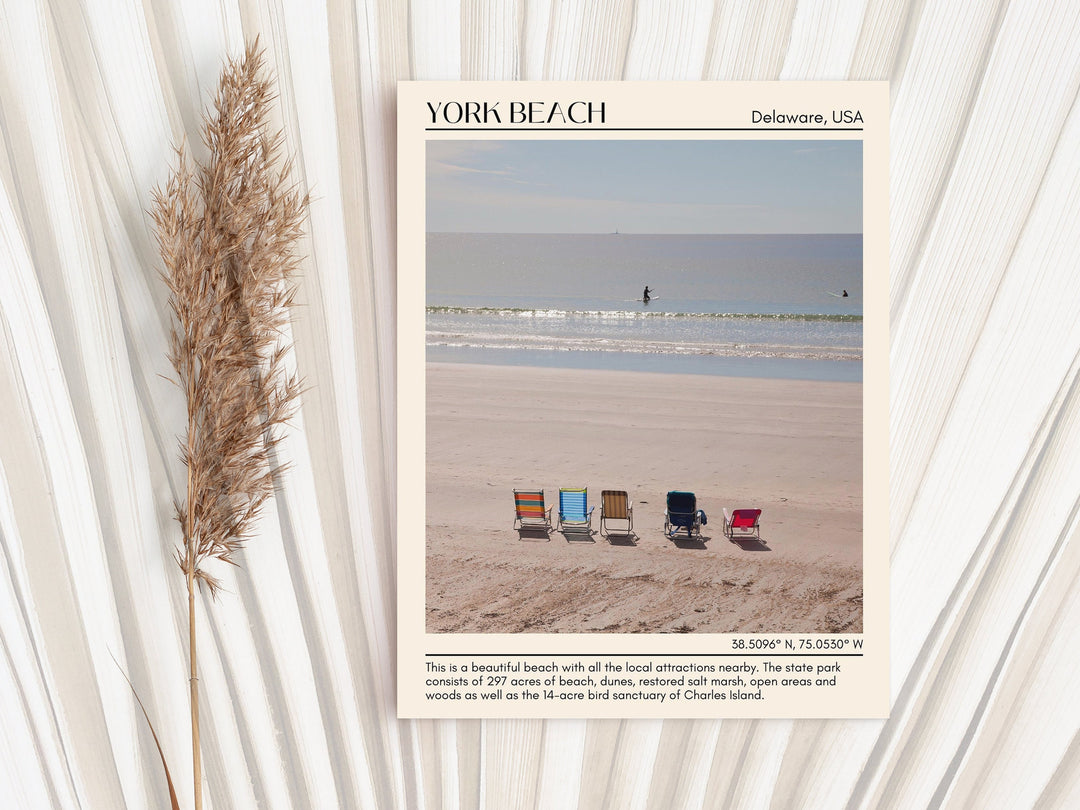 York Beach, Delaware, USA, Travel Poster Print, City Art Print, city colour palette, York Beach art, York Beach map, York Beach painting, Delaware poster, York Beach wall art, York Beach photo