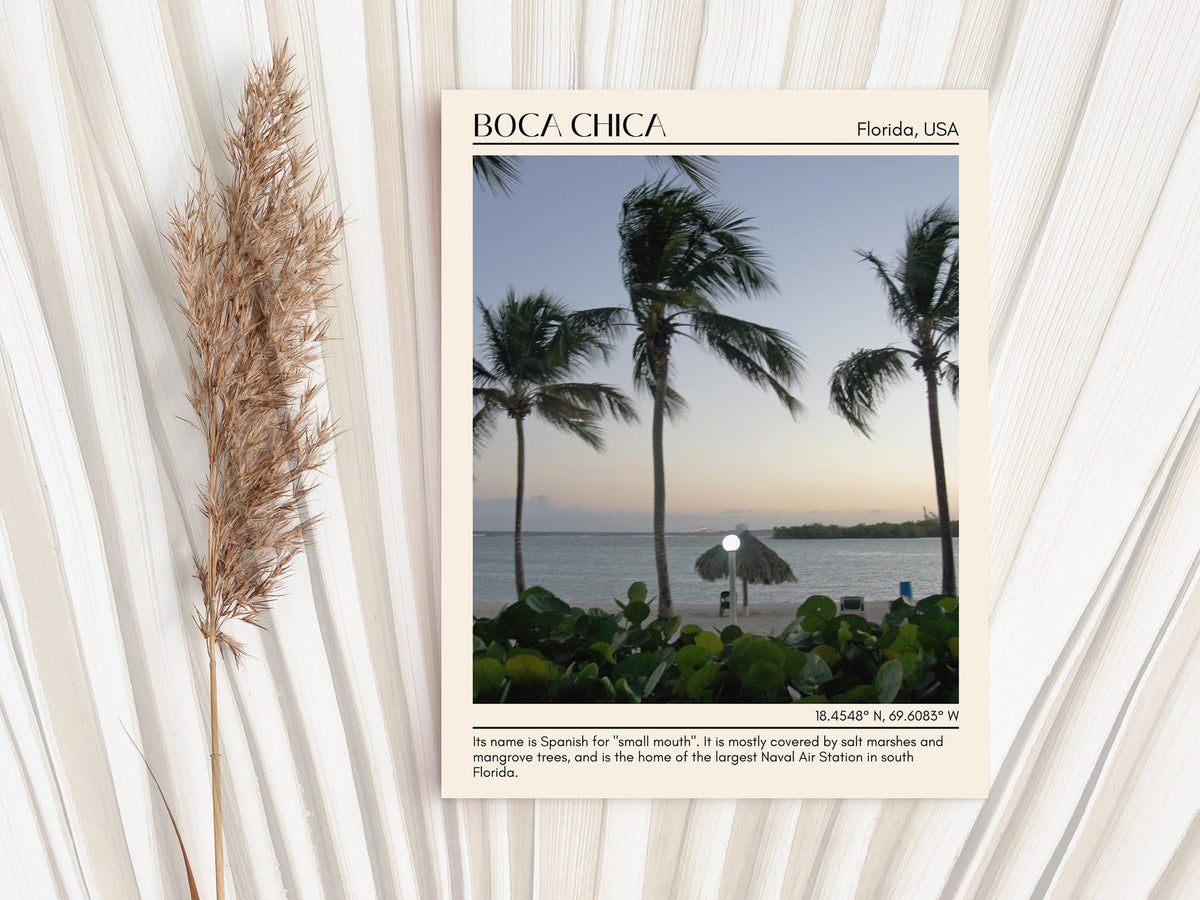 Boca Chica, Florida, USA, Travel Poster Print, City Art Print, city colour palette, Boca Chica art, Boca Chica map, Boca Chica painting, Florida poster, Boca Chica wall art, Boca Chica photo