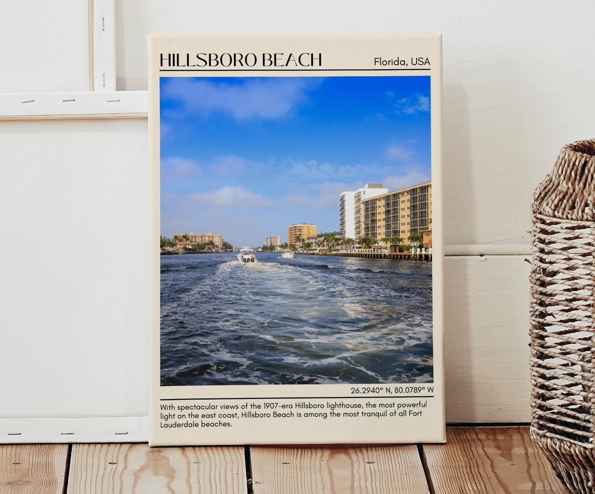 Hillsboro Beach, Florida, USA, Travel Poster Print, City Art Print, City Colour Palette, Hillsboro Beach Art, Hillsboro Beach Map, Hillsboro Beach Painting, Florida Poster, Hillsboro Beach Wall Art, Coastal Decor
