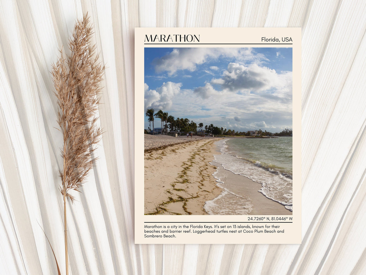 Marathon travel, Marathon wall art, Marathon poster, Florida poster, Marathon artwork, Marathon map, city art print, Marathon painting, Marathon photo, travel poster print.