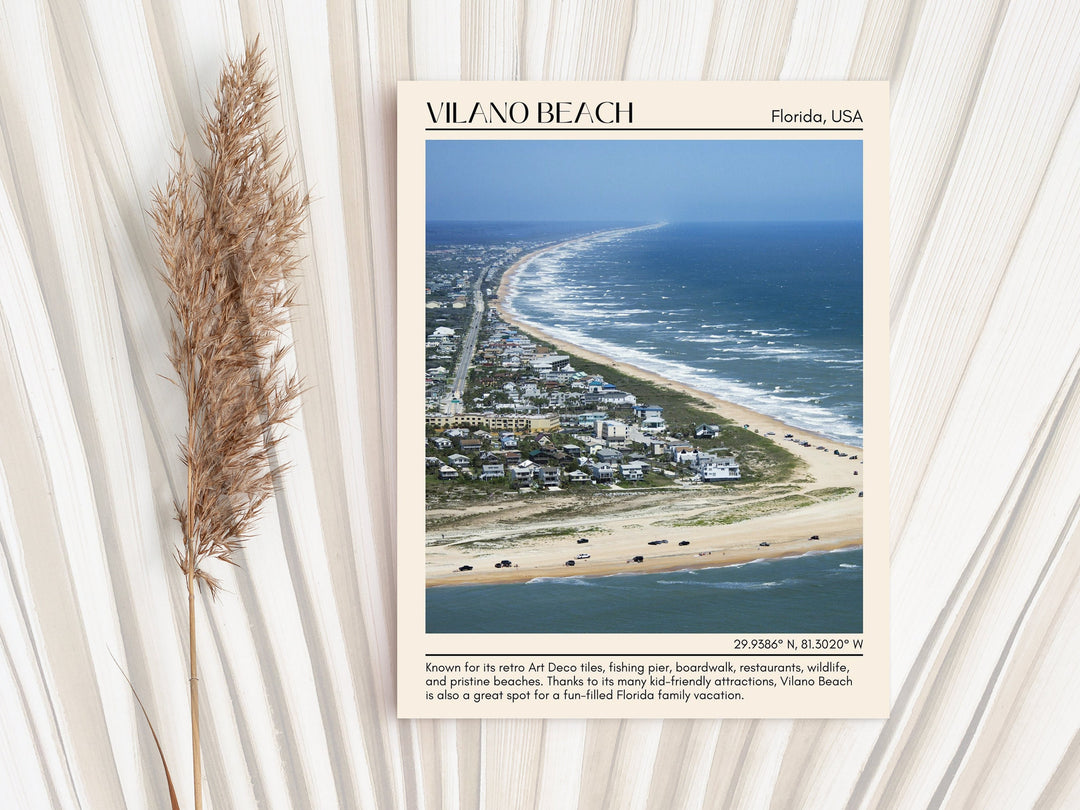 Vilano Beach travel, Florida poster, city art print, Vilano Beach wall art, travel poster print, Vilano Beach map, Vilano Beach photo, Vilano Beach painting, city color palette, Vilano Beach artwork.