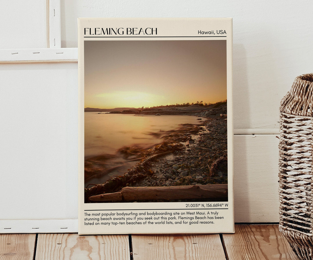 Fleming Beach travel, Hawaii poster, city art print, Fleming Beach wall art, travel poster print, Fleming Beach map, Fleming Beach photo, Fleming Beach painting, city color palette, Fleming Beach artwork.