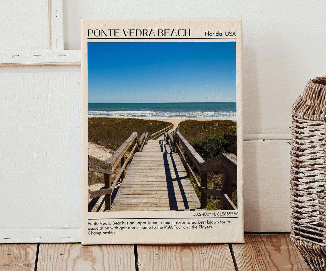 Ponte Vedra Beach travel, Florida poster, Ponte Vedra Beach art, city art print, Ponte Vedra Beach wall decor, Ponte Vedra Beach photo, Ponte Vedra Beach painting, Ponte Vedra Beach wall art, Ponte Vedra Beach map, travel poster print.