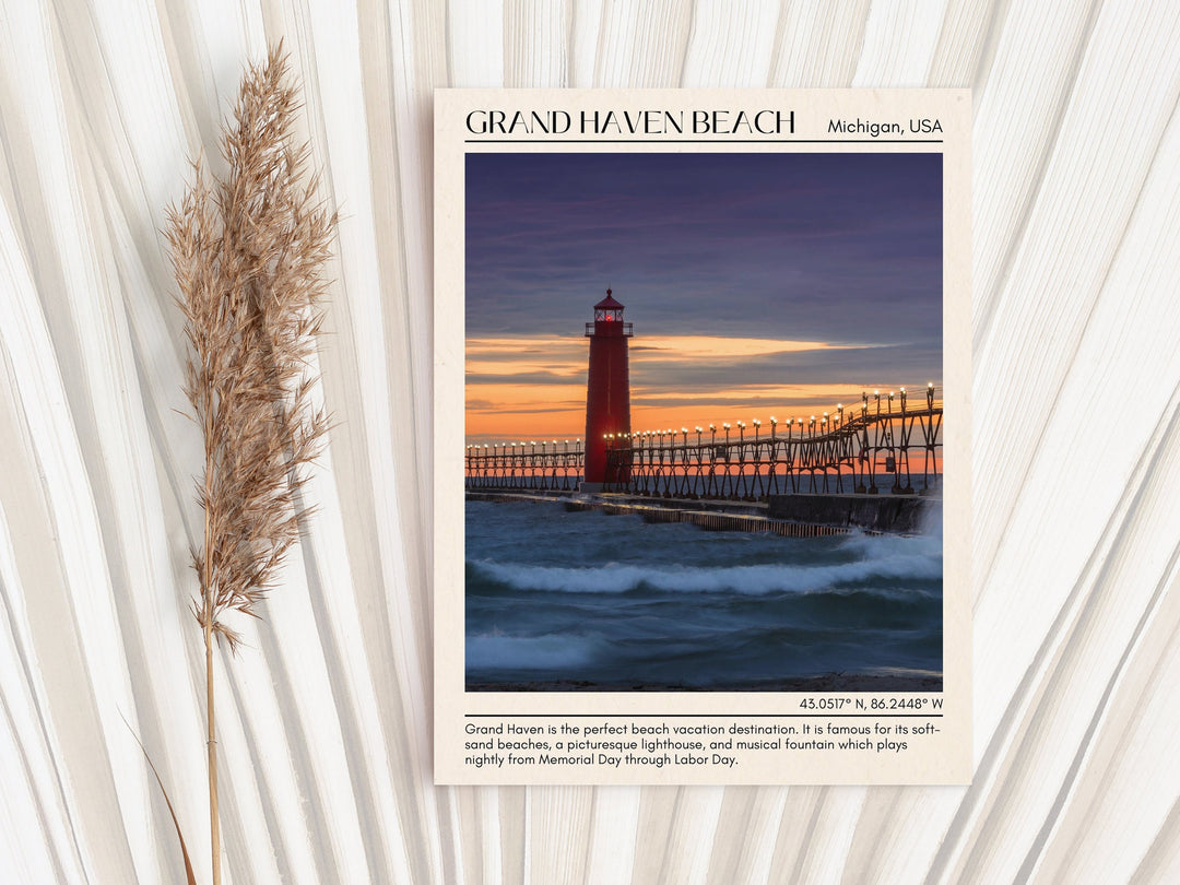 Grand Haven Beach travel, Grand Haven Beach art, Grand Haven Beach poster, Grand Haven Beach painting, Michigan poster, Grand Haven Beach wall art, city art print, Grand Haven Beach photo, Grand Haven Beach artwork, travel poster print.