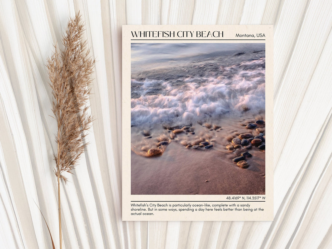 Whitefish City Beach travel, Montana poster, Whitefish City Beach wall art, Whitefish City Beach painting, Whitefish City Beach photo, city art print, Whitefish City Beach map, Whitefish City Beach artwork, travel poster print, city colour palette.