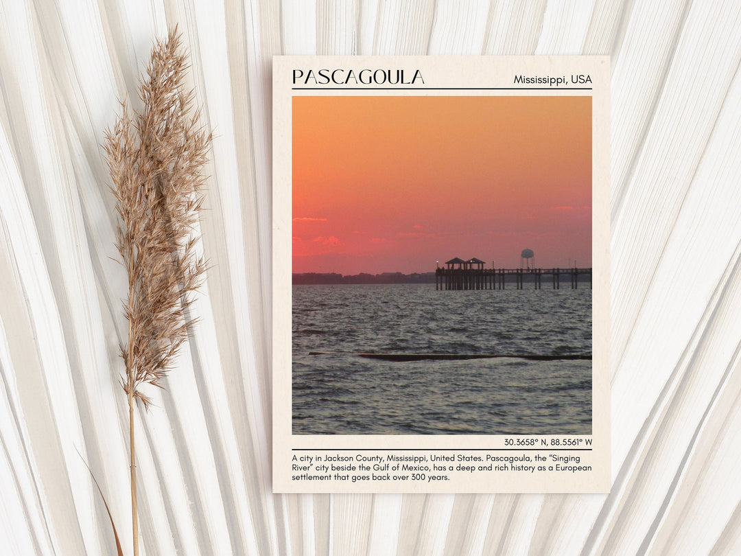 Pascagoula travel, Mississippi poster, Pascagoula wall art, Pascagoula painting, Pascagoula photo, city art print, Pascagoula map, Pascagoula artwork, travel poster print, city color palette.