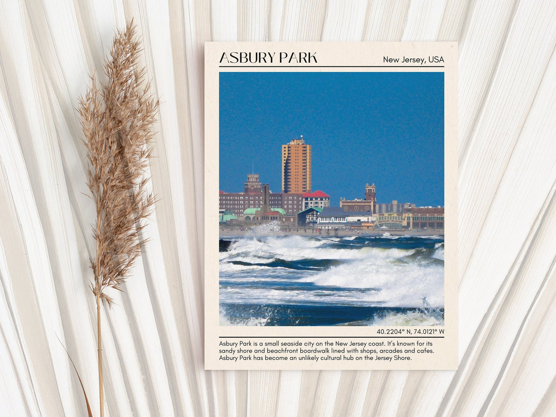 Asbury Park travel, New Jersey poster, Asbury Park wall art, Asbury Park painting, Asbury Park photo, city art print, Asbury Park map, Asbury Park artwork, travel poster print, city colour palette.