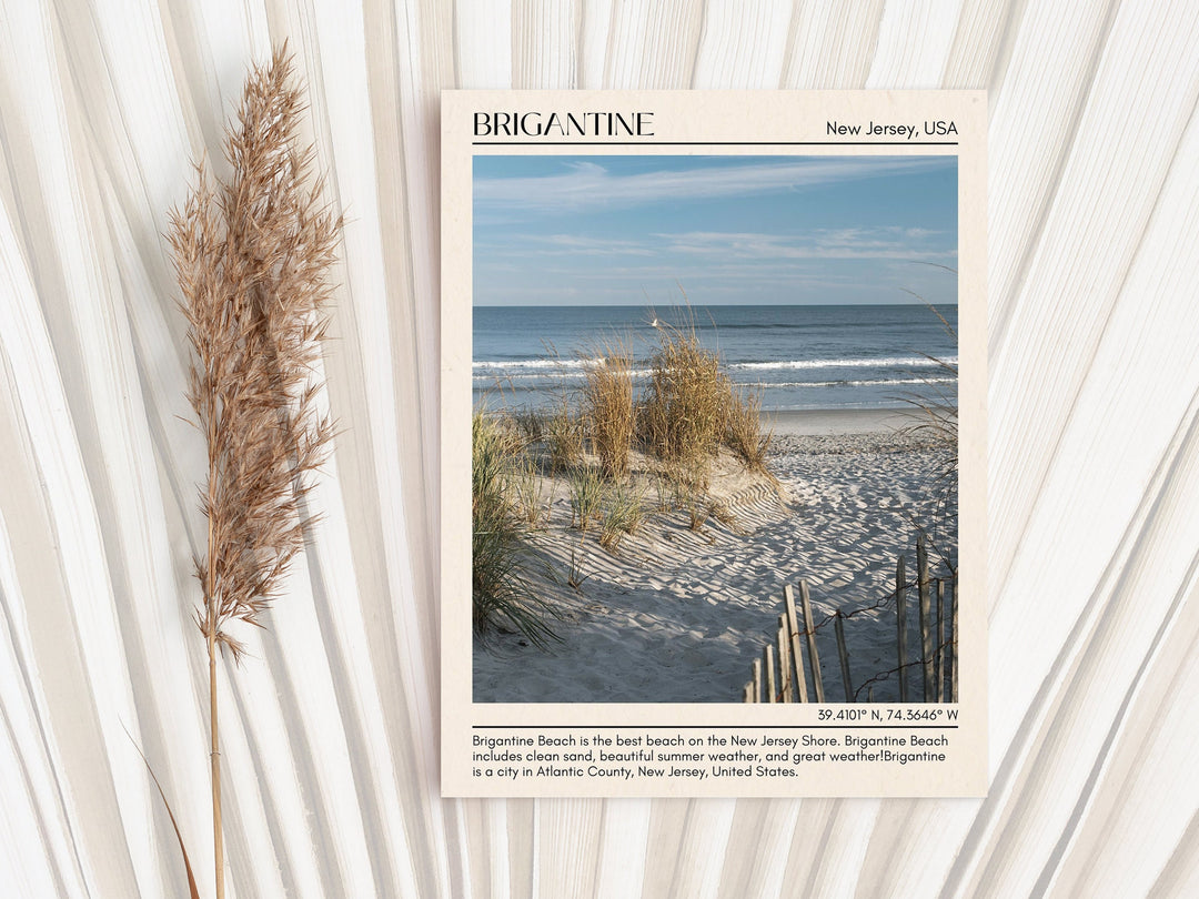 Brigantine travel, New Jersey poster, Brigantine wall art, Brigantine painting, Brigantine photo, city art print, Brigantine map, Brigantine artwork, travel poster print, city colour palette.