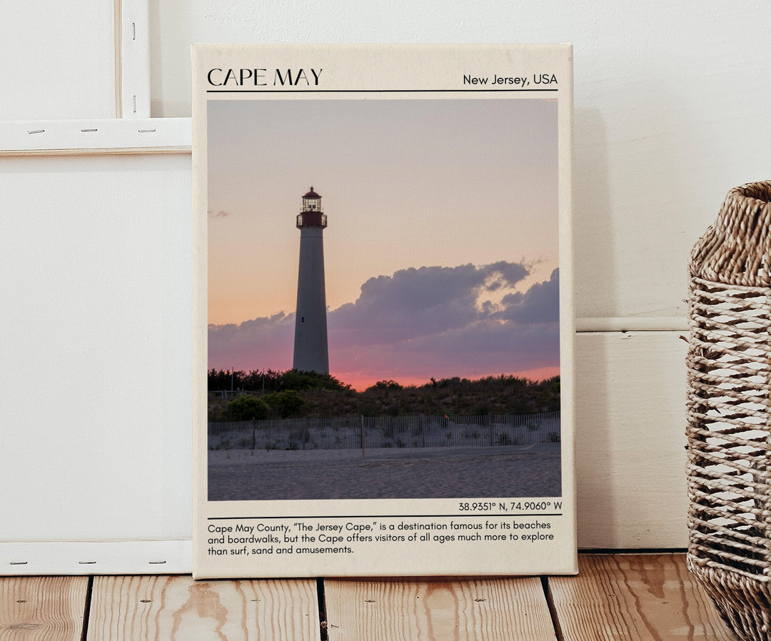 Cape May travel, New Jersey poster, Cape May wall art, Cape May painting, Cape May photo, city art print, Cape May map, Cape May artwork, travel poster print, city colour palette.